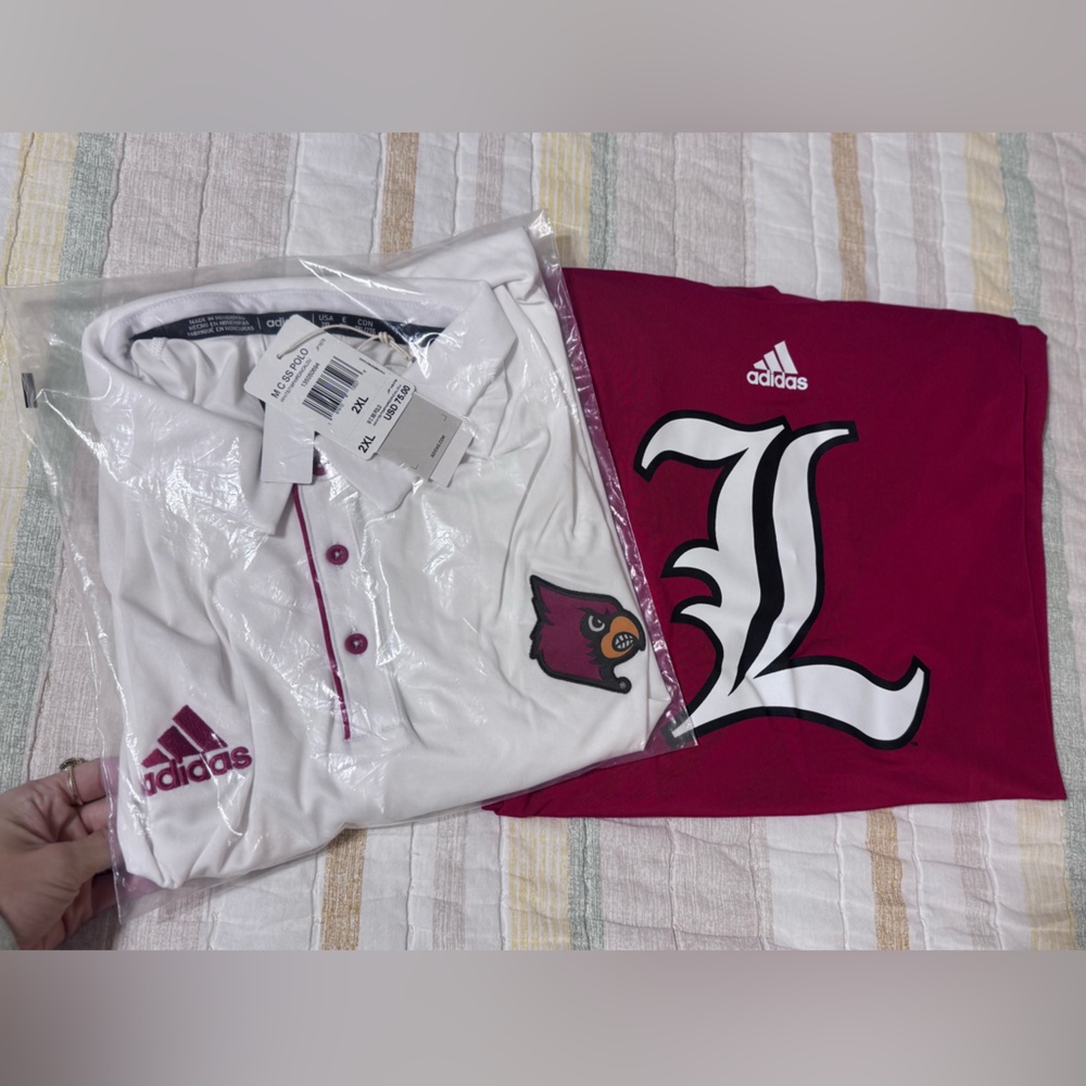 Adidas Louisville Cardinals Polo & Dry Fit shirt bundle